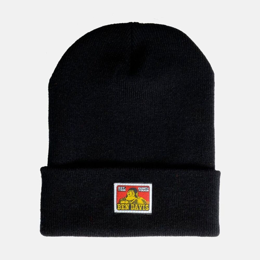 Ben Davis Unisex Beanie Acrylic Cuffed Double Layered Knit Hat Cap Black